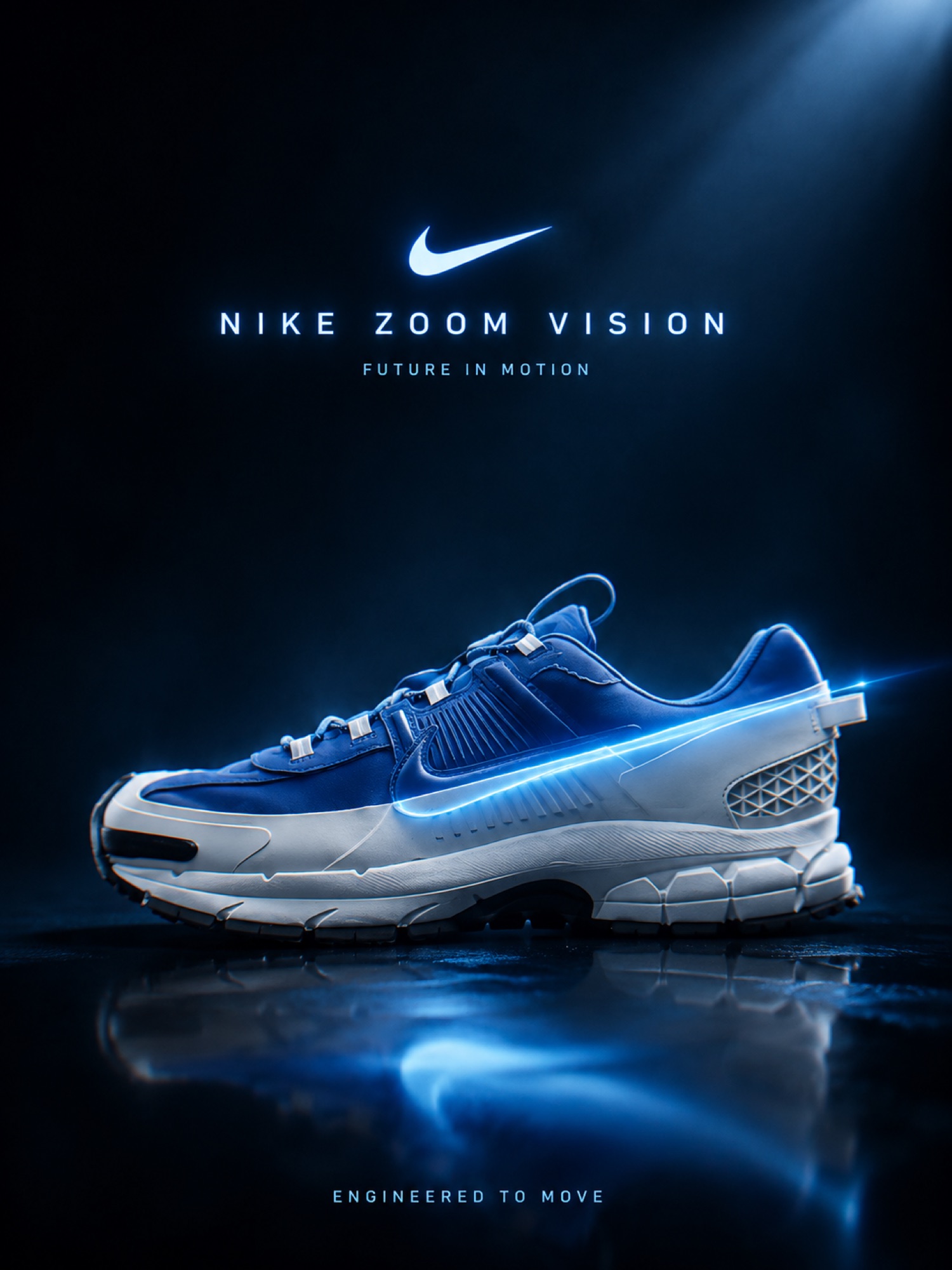 Nike Vomero 5 Roam蓝色跑鞋广告封面